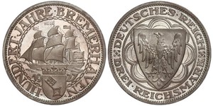 3 Reichsmark República de Weimar (1918-1933) Plata 