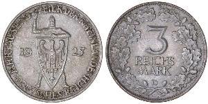 3 Reichsmark República de Weimar (1918-1933) Plata 