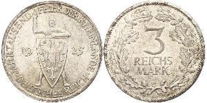 3 Reichsmark República de Weimar (1918-1933) Plata 