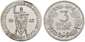 3 Reichsmark República de Weimar (1918-1933) Plata 