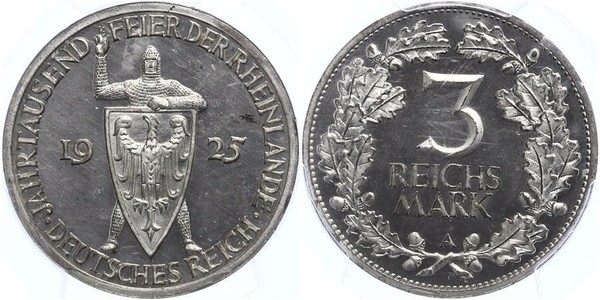 3 Reichsmark República de Weimar (1918-1933) Plata 