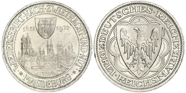 3 Reichsmark República de Weimar (1918-1933) Plata 