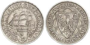3 Reichsmark Weimarer Republik (1918-1933) Silber 