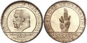 3 Reichsmark Weimarer Republik (1918-1933) Silber Paul von Hindenburg