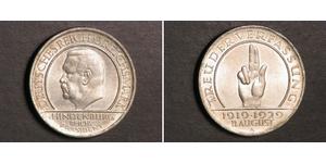 3 Reichsmark Weimarer Republik (1918-1933) Silber Paul von Hindenburg