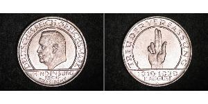 3 Reichsmark Weimarer Republik (1918-1933) Silber Paul von Hindenburg