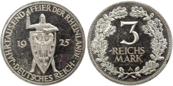 3 Reichsmark Weimarer Republik (1918-1933) Silber 