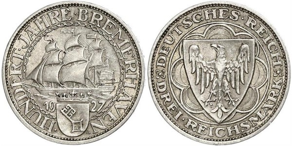 3 Reichsmark Weimarer Republik (1918-1933) Silber 