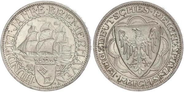 3 Reichsmark Weimarer Republik (1918-1933) Silber 