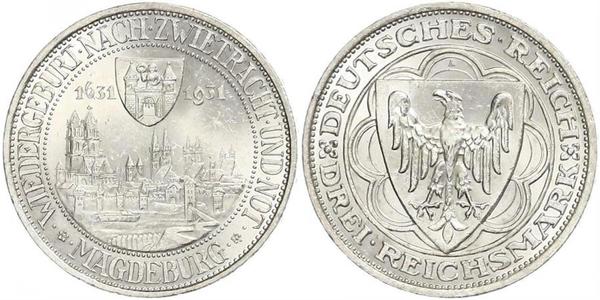 3 Reichsmark Weimarer Republik (1918-1933) Silber 