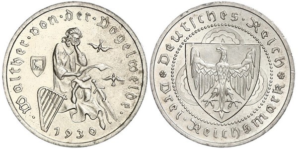 3 Reichsmark Weimarer Republik (1918-1933) Silber 