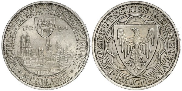 3 Reichsmark Weimarer Republik (1918-1933) Silber 