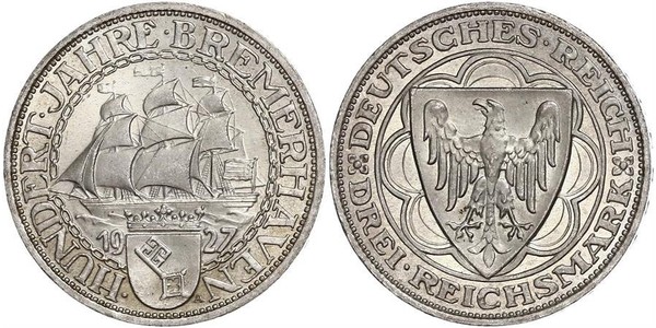 3 Reichsmark Weimar Republic (1918-1933) Silver 