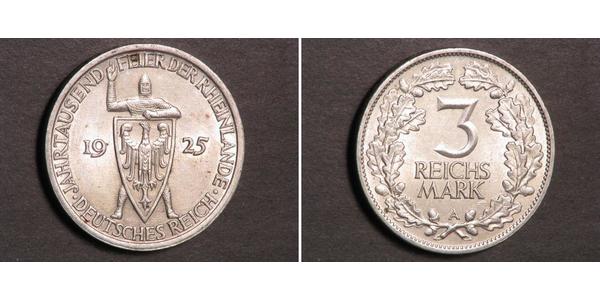 3 Reichsmark Weimar Republic (1918-1933) Silver 