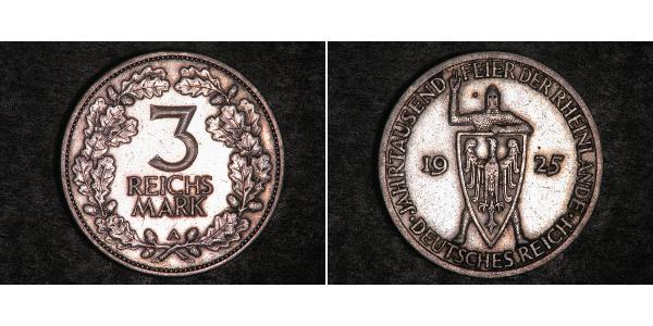 3 Reichsmark Weimar Republic (1918-1933) Silver 