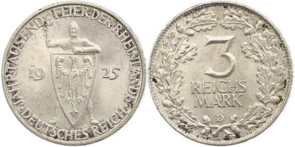 3 Reichsmark Weimar Republic (1918-1933) Silver 