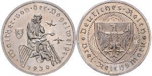 3 Reichsmark Веймарская республика (1918-1933) Серебро 