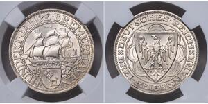 3 Reichsmark Веймарская республика (1918-1933) Серебро 