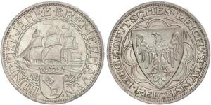 3 Reichsmark Веймарская республика (1918-1933) Серебро 