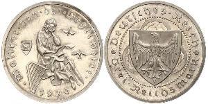 3 Reichsmark Веймарская республика (1918-1933) Серебро 