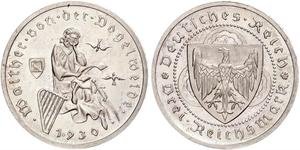 3 Reichsmark Веймарская республика (1918-1933) Серебро 