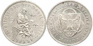 3 Reichsmark Веймарская республика (1918-1933) Серебро 