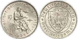 3 Reichsmark Веймарская республика (1918-1933) Серебро 