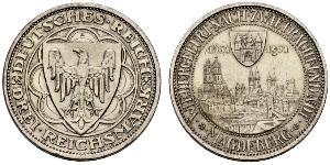 3 Reichsmark Веймарская республика (1918-1933) Серебро 