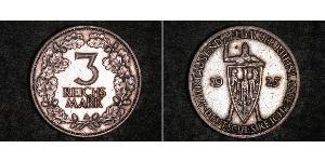 3 Reichsmark Веймарская республика (1918-1933) Серебро 