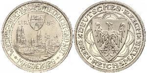 3 Reichsmark Веймарская республика (1918-1933) Серебро 