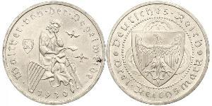 3 Reichsmark Веймарская республика (1918-1933) Серебро 