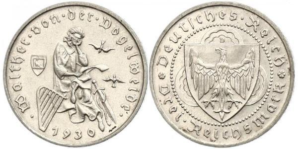 3 Reichsmark Веймарская республика (1918-1933) Серебро 