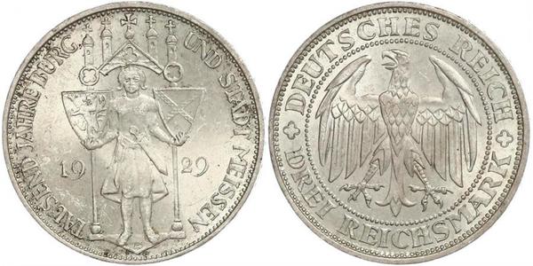 3 Reichsmark Веймарская республика (1918-1933) Серебро 