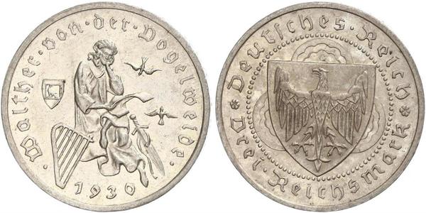 3 Reichsmark Веймарская республика (1918-1933) Серебро 