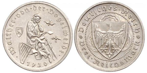 3 Reichsmark Веймарская республика (1918-1933) Серебро 