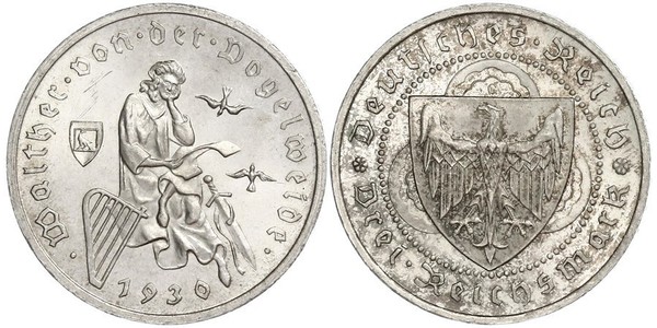 3 Reichsmark Веймарская республика (1918-1933) Серебро 