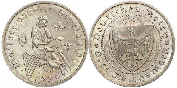 3 Reichsmark Веймарская республика (1918-1933) Серебро 