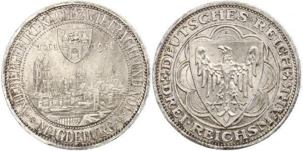 3 Reichsmark Веймарская республика (1918-1933) Серебро 