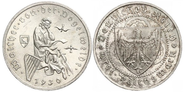 3 Reichsmark Веймарская республика (1918-1933) Серебро 