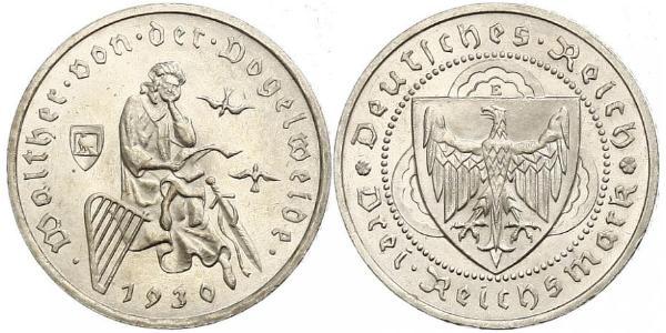 3 Reichsmark Веймарская республика (1918-1933) Серебро 