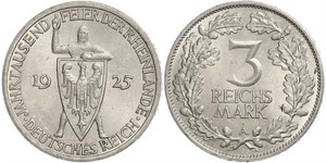 3 Reichsmark Веймарська республіка (1918-1933) Срібло 