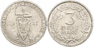 3 Reichsmark Веймарська республіка (1918-1933) Срібло 