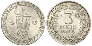 3 Reichsmark Веймарська республіка (1918-1933) Срібло 