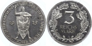 3 Reichsmark Веймарська республіка (1918-1933) Срібло 