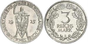 3 Reichsmark Веймарська республіка (1918-1933) Срібло 