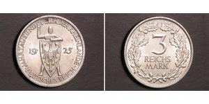 3 Reichsmark Веймарська республіка (1918-1933) Срібло 