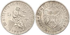 3 Reichsmark Веймарська республіка (1918-1933) Срібло 