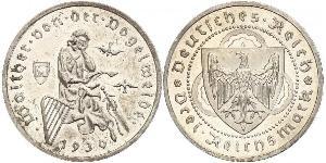 3 Reichsmark Веймарська республіка (1918-1933) Срібло 