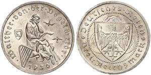 3 Reichsmark Веймарська республіка (1918-1933) Срібло 