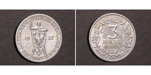 3 Reichsmark Веймарська республіка (1918-1933) Срібло 